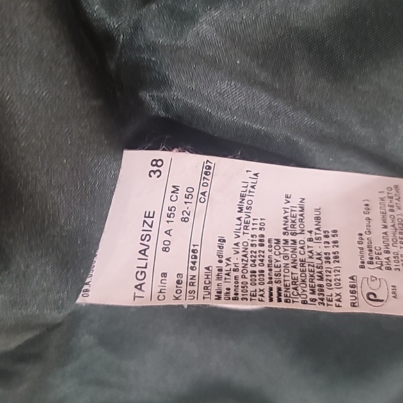 🇧🇫🇧🇬Benetton Quilted 2 Way Zipper Jacket Forest Green Womens XS - Picture 9 of 12